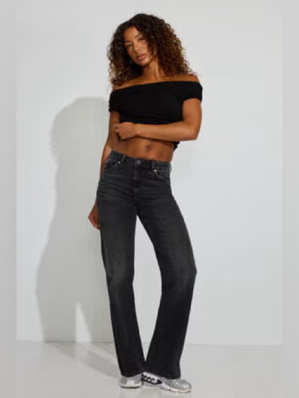 Garage Black Washed Straight Leg Jeans